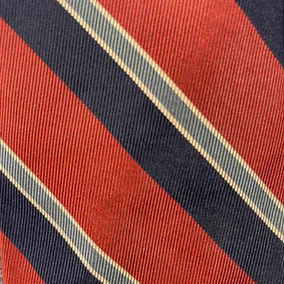 Robert Talbott REPP Tie 3" X 56 3/4" Red/Black/Gray Striped Hand Sewn Silk - Picture 2 of 10